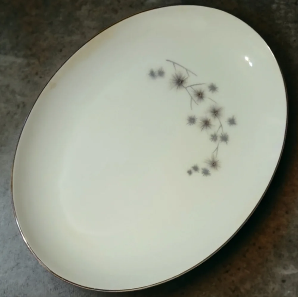 Vtg Platinum Star Burst CREATIVE Serving Platter Pink Gray #1014